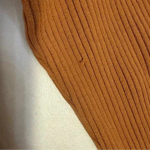 A.L.C. Eleanor Ribbed Knit Button Front Dress Rust Brown Size M - Picture 6 of 13